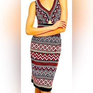 ANTHROPOLOGIE AKEMI + KIN GEO-EMBROIDERED COLUMN DRESS